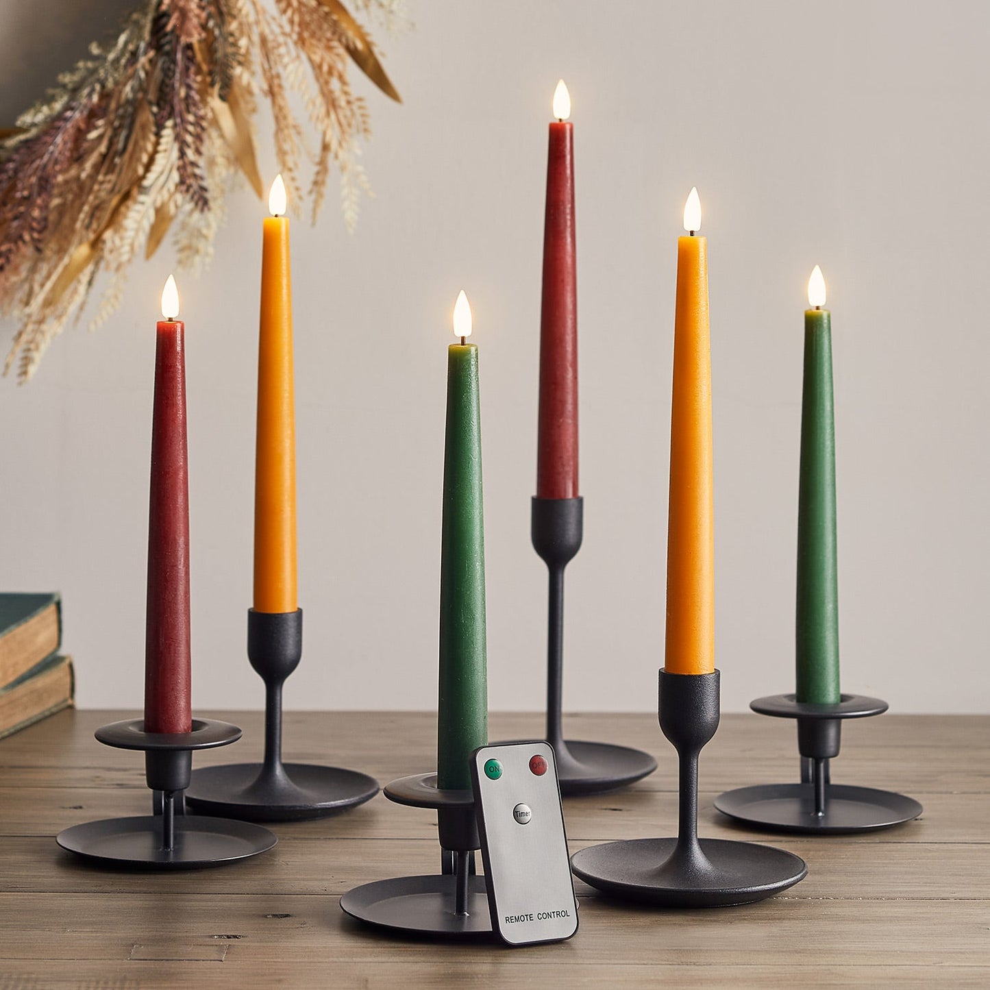 6 TruGlow® Autumnal Remote Controlled LED Taper Candles