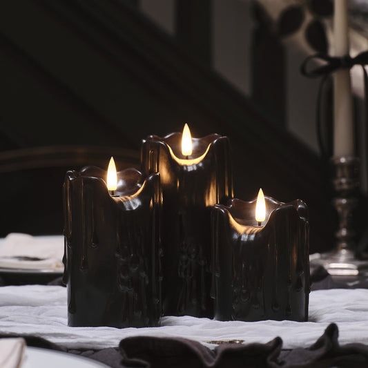 TruGlow® Black Dripping Wax LED Candle Trio