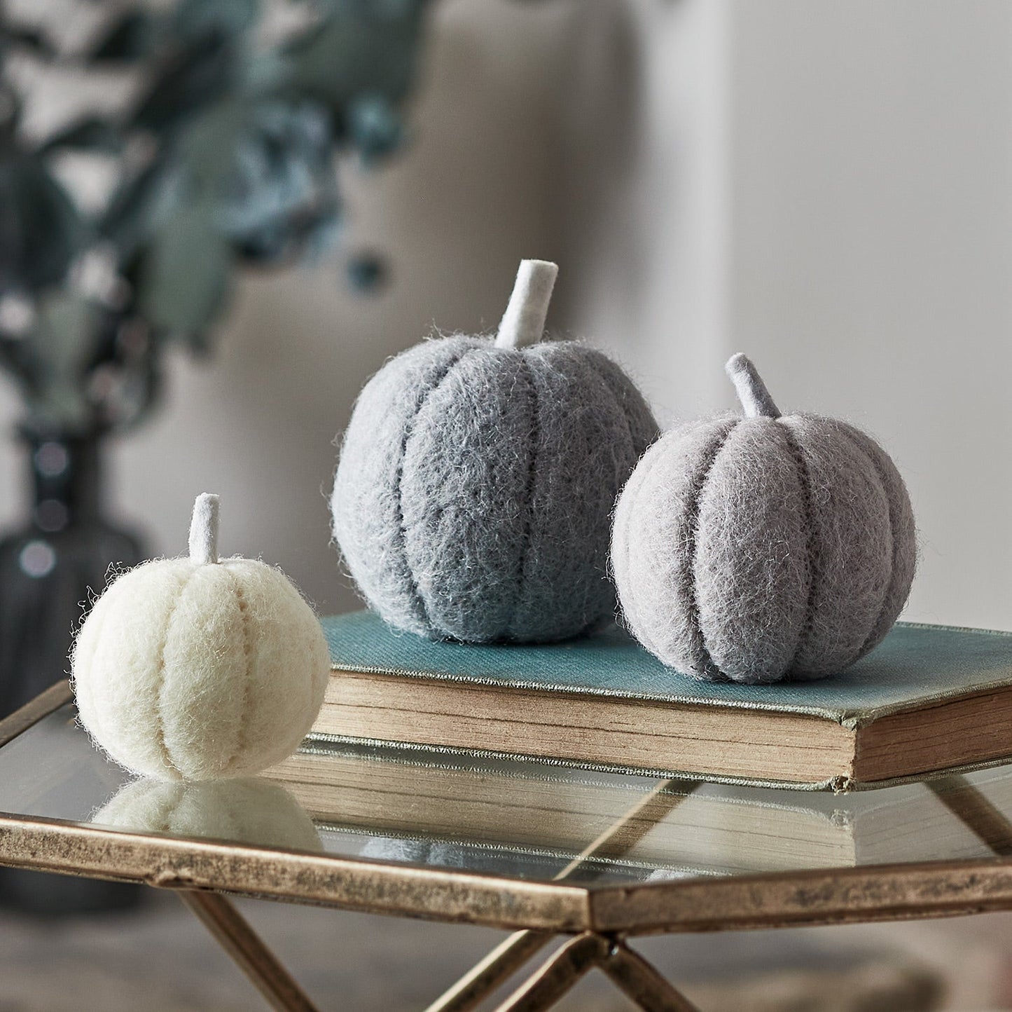 3 Pumpkin Felt Autumn Decorations