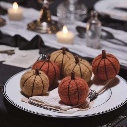 6 Wool Pumpkin Decorations