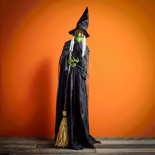 1.8m Cackling Cathy Animated Halloween Witch Decoration