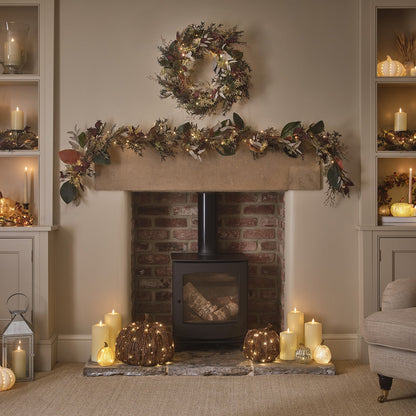 2m Pre Lit Autumn Winter Garland