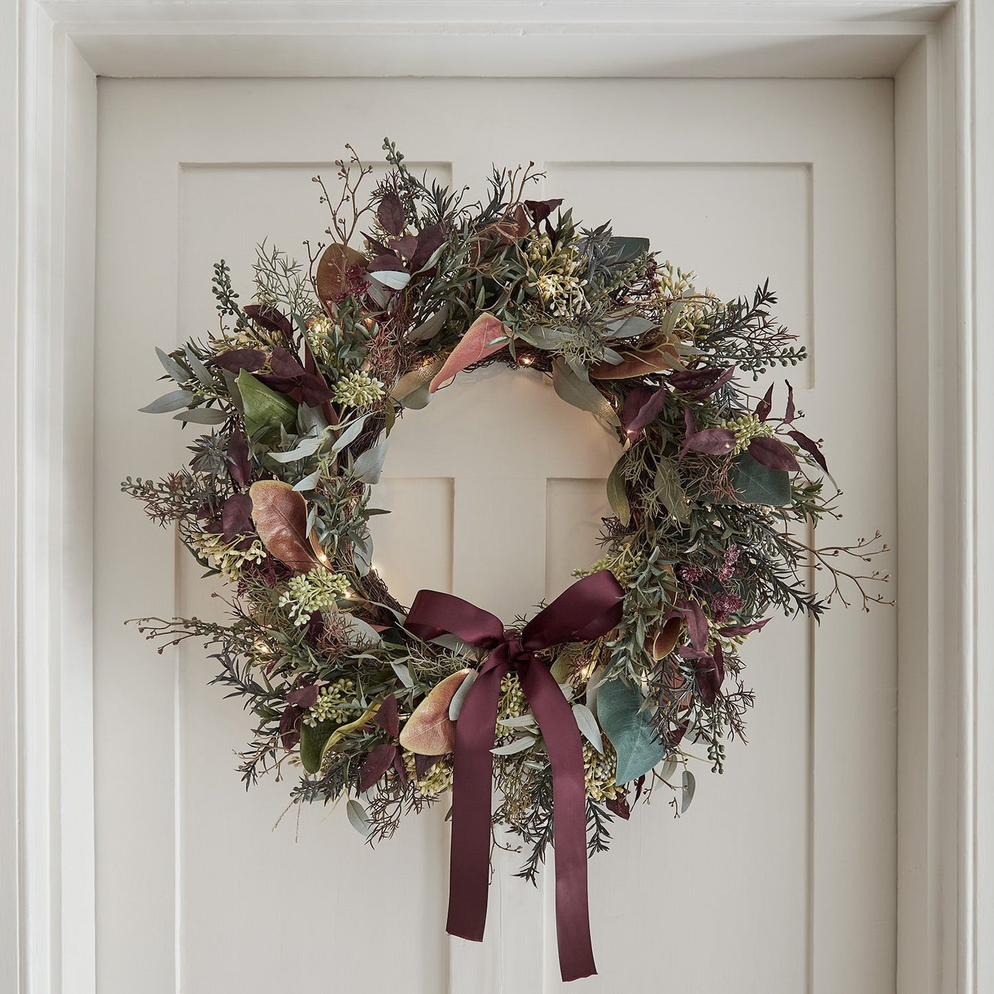 60cm Pre Lit Autumn & Christmas Wreath