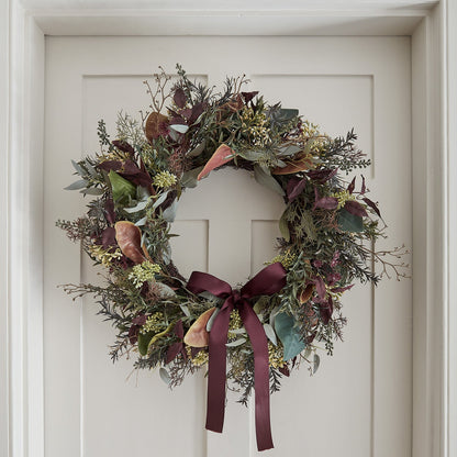 60cm Pre Lit Autumn & Christmas Wreath