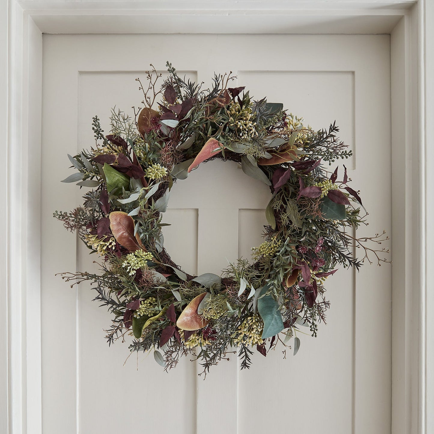 60cm Pre Lit Autumn & Christmas Wreath