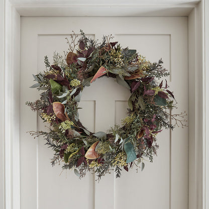 60cm Pre Lit Autumn & Christmas Wreath