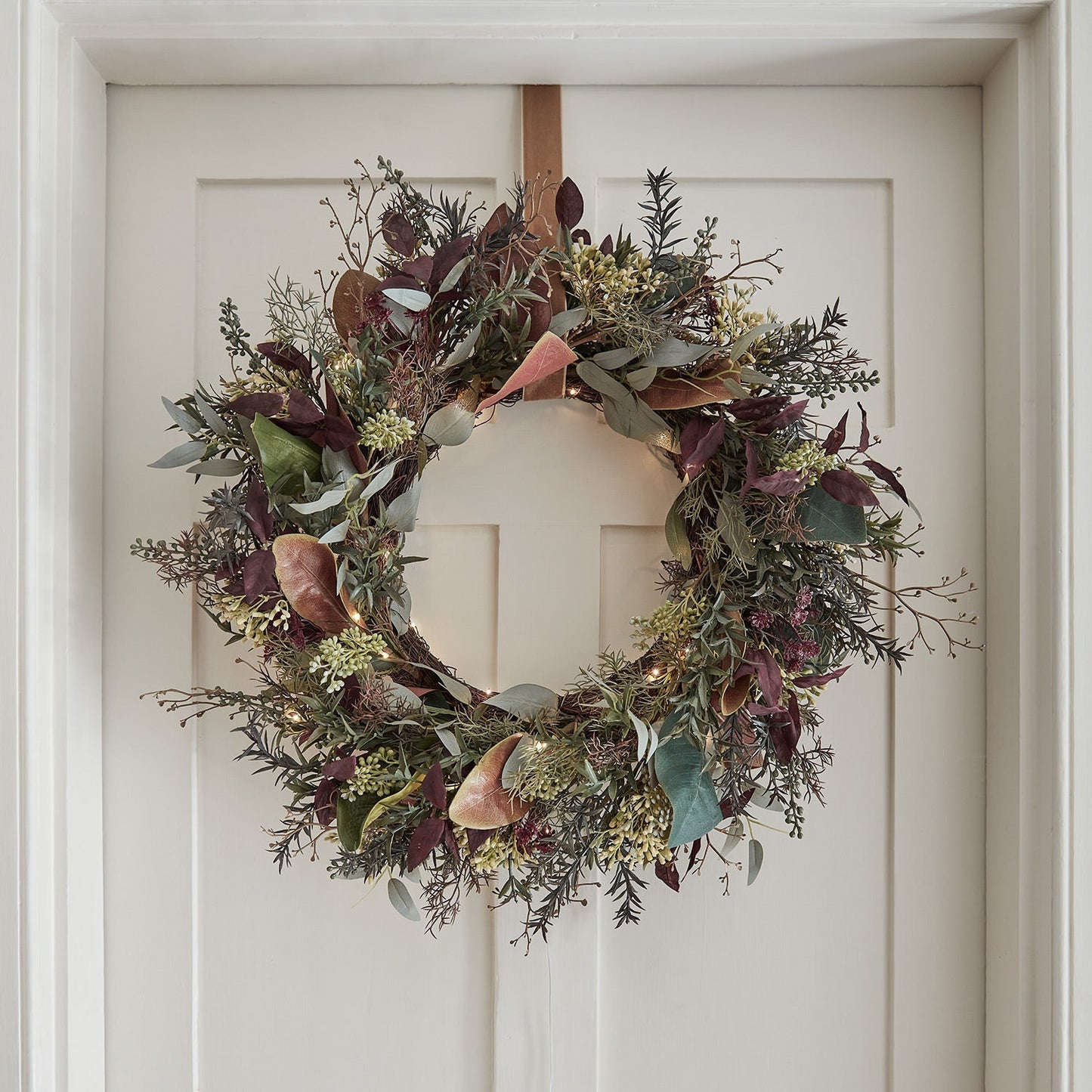 60cm Pre Lit Autumn & Christmas Wreath