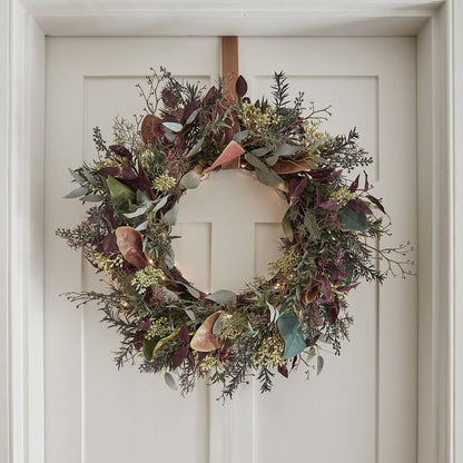 60cm Pre Lit Autumn & Christmas Wreath