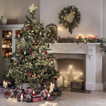 60cm Pre Lit Autumn-Winter Ribbon Wreath