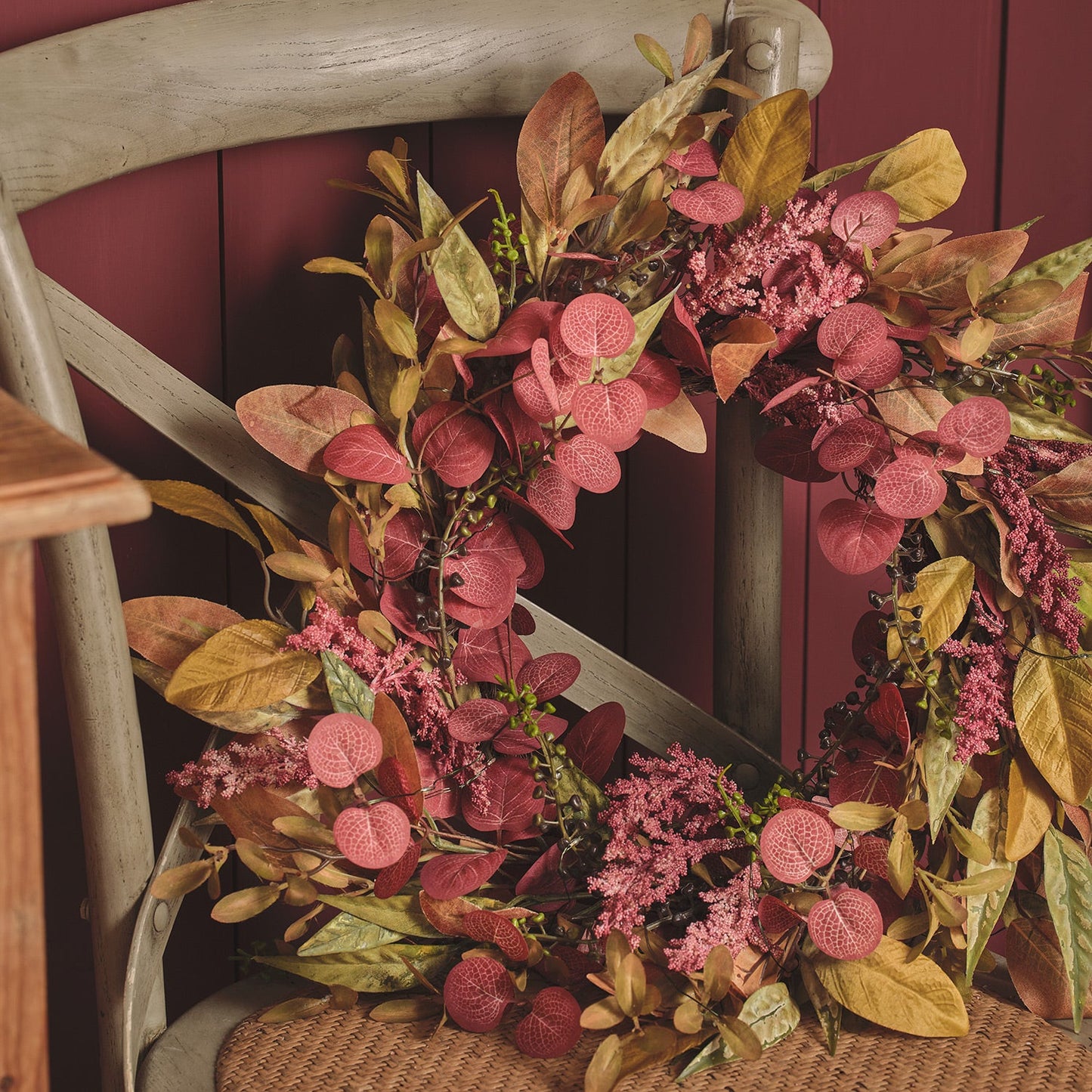 50cm Pre Lit Autumn Winter Full Wreath
