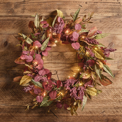 50cm Pre Lit Autumn Winter Full Wreath