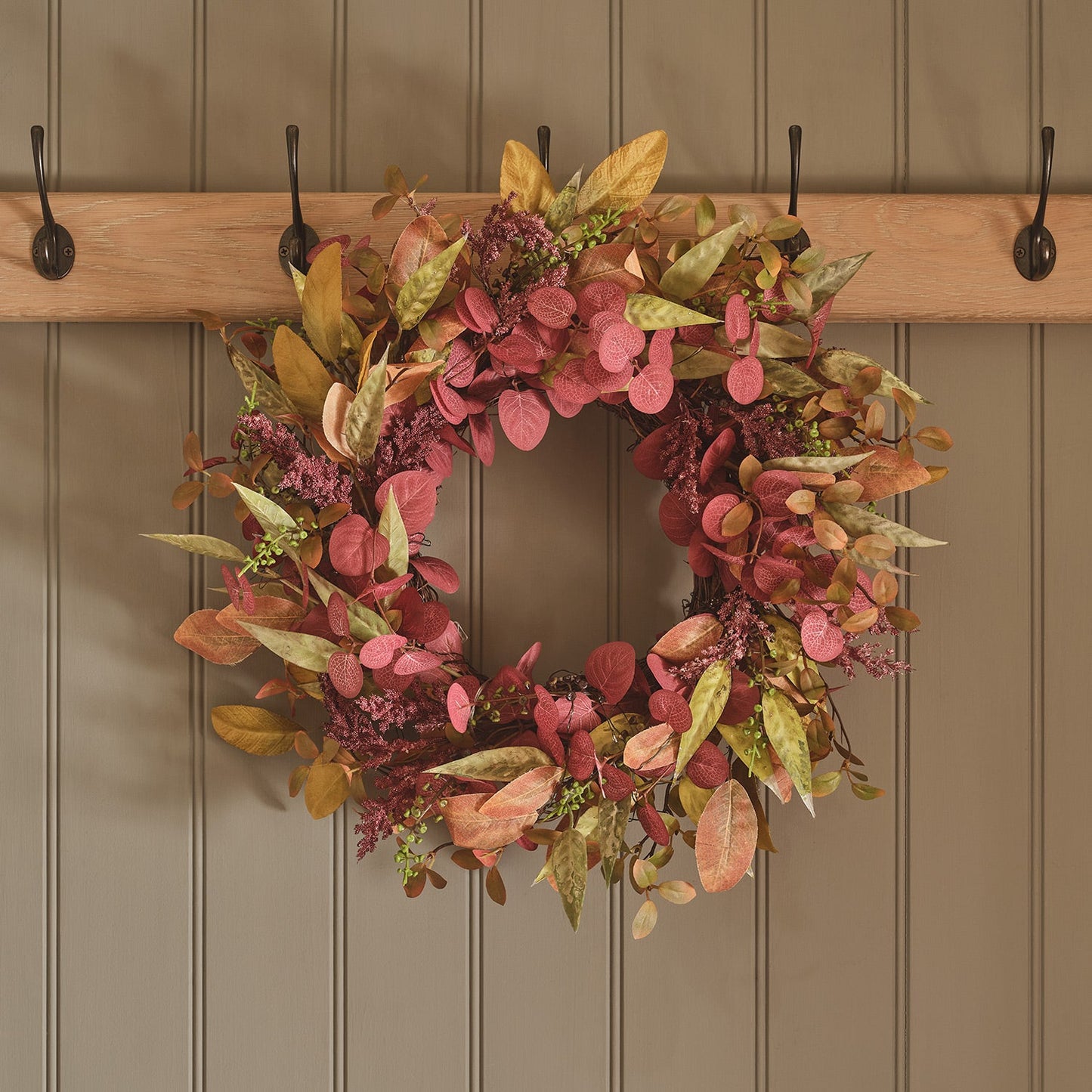50cm Pre Lit Autumn Winter Full Wreath